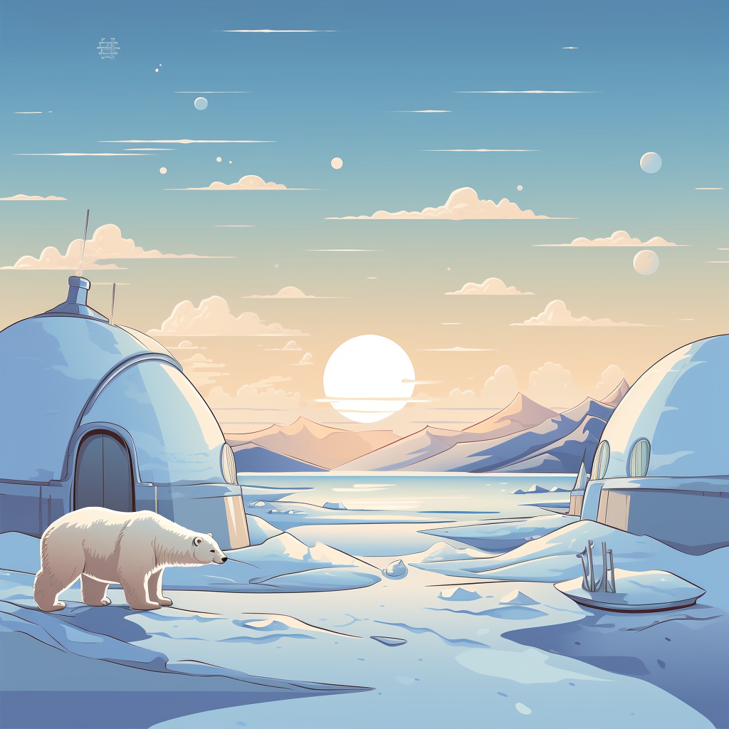 Stunning Arctic Tundra with Snow Yeti, Igloo, and Polar Bear