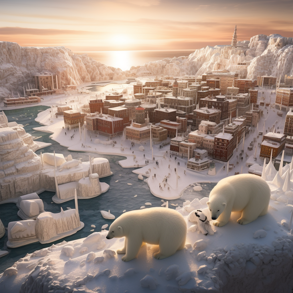 Wildlife and People Coexisting in Arctic City