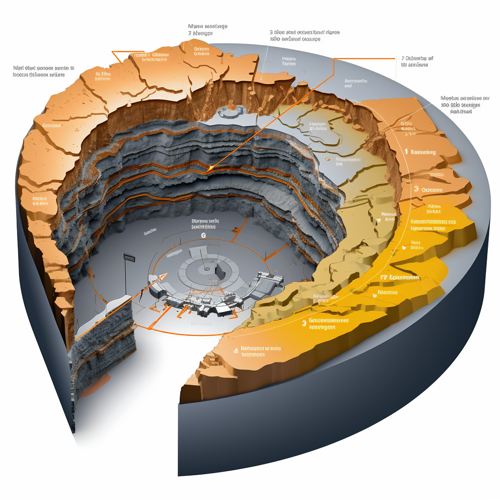 Aerial view of mineral processing area and surrounding features