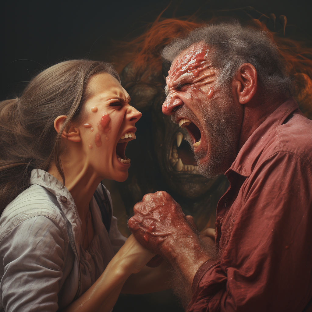 Arguing couple illustration 3D rendering