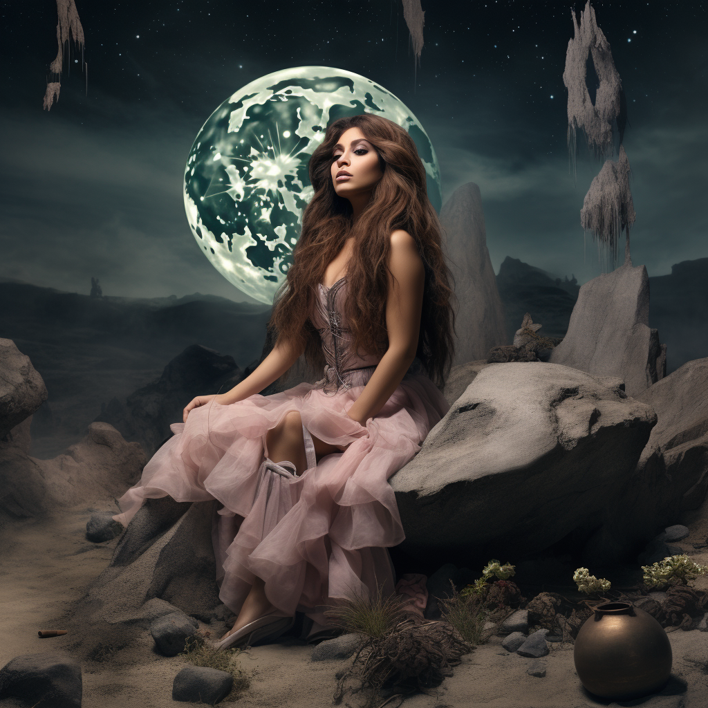 Arianna Grande posing on the moon