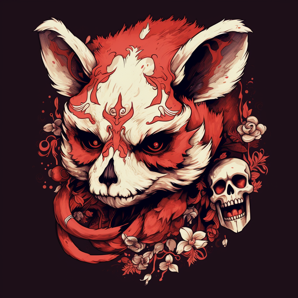 Aries Skull on Red Panda Head