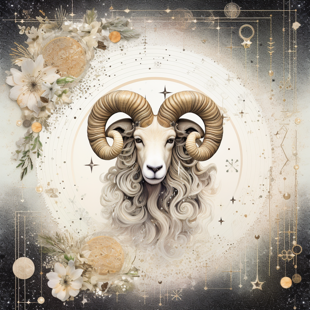 Beautifully detailed ram with celestial halo