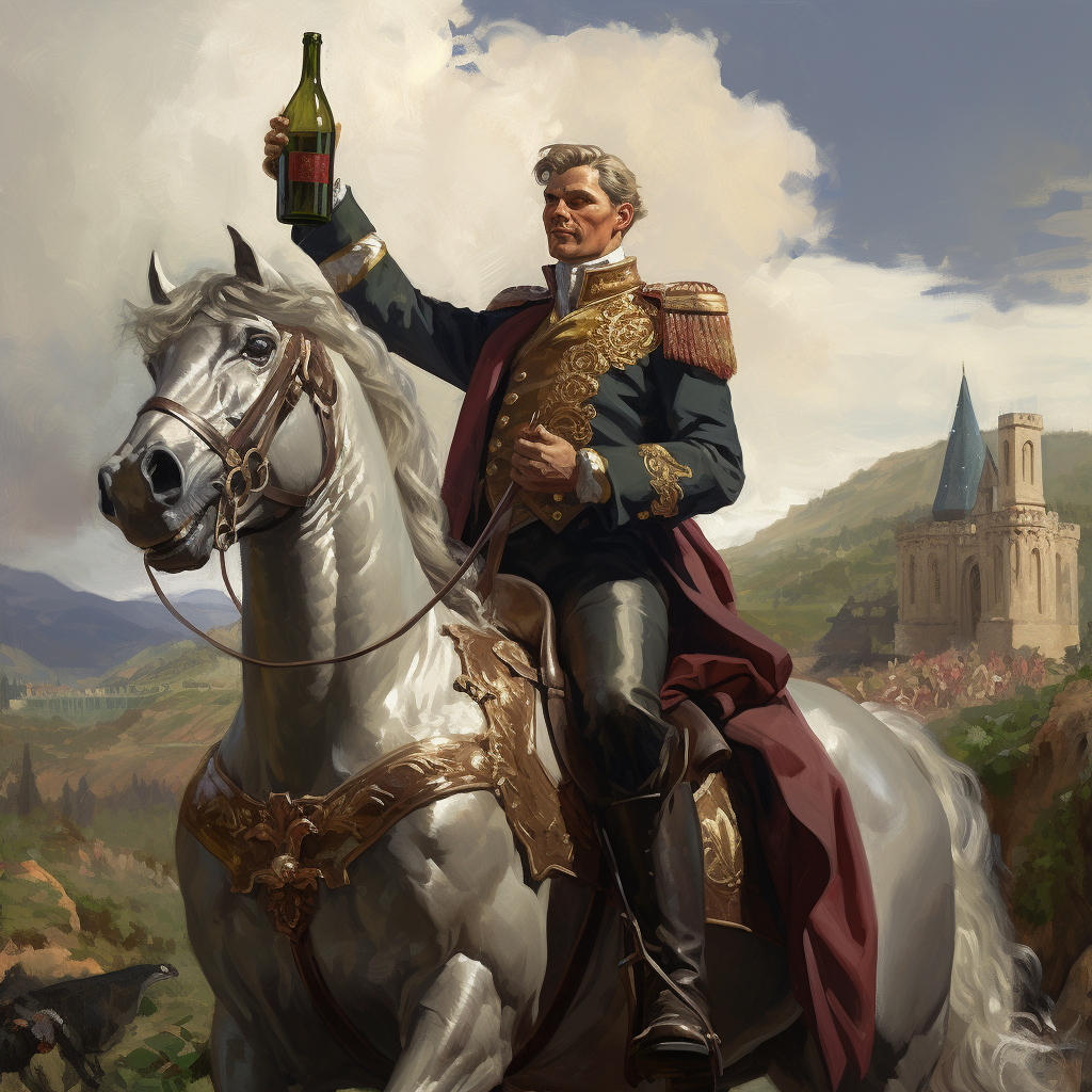 Aristocrat with Large Wine Bottle