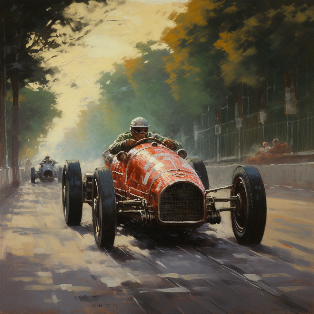 Oil Painting of Aristocrate in Formule 1