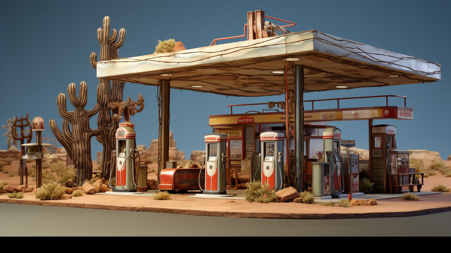 Elaborate Arizona Desert Gas Station Set Design