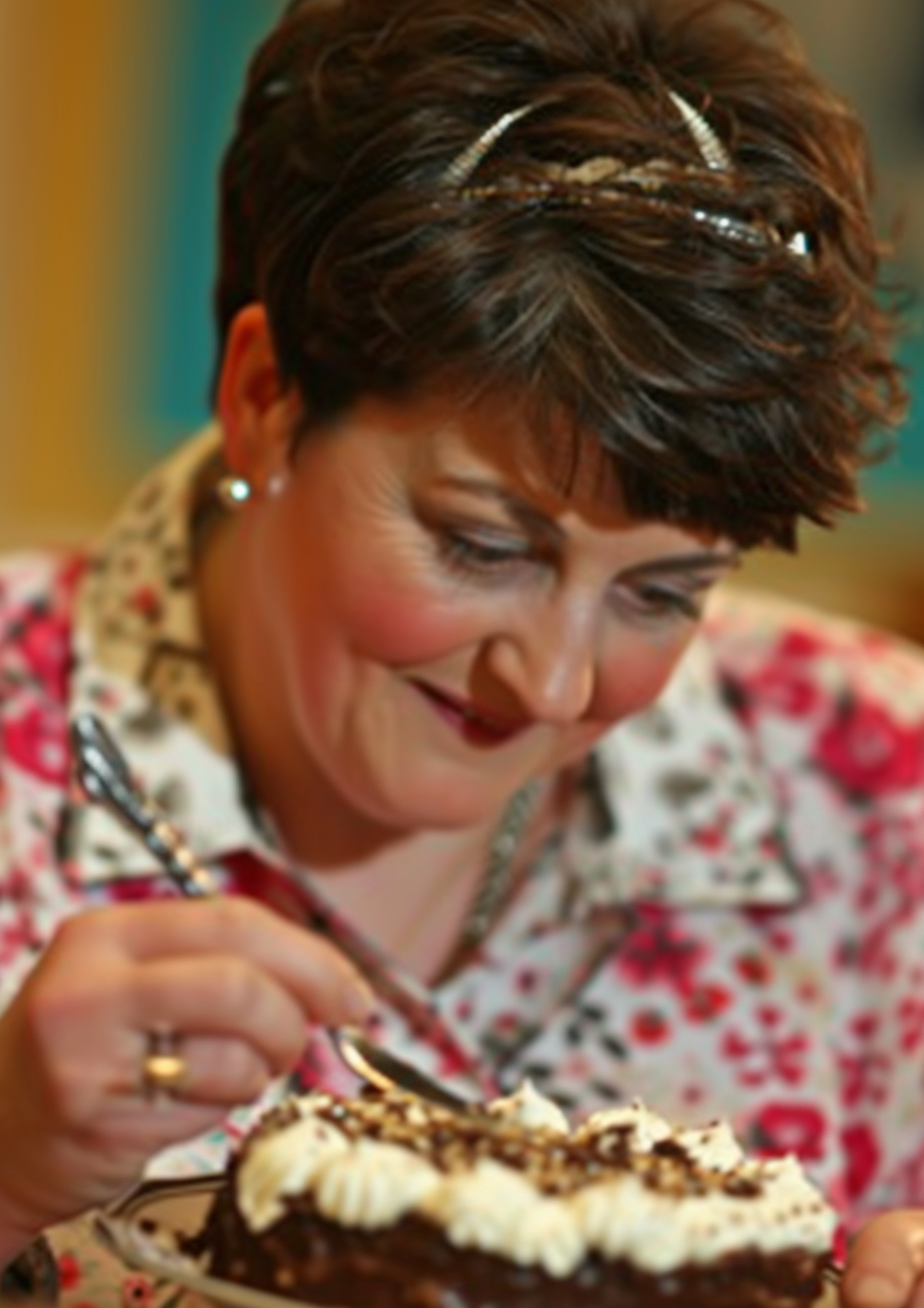 Arlene Foster enjoying a delicious cake