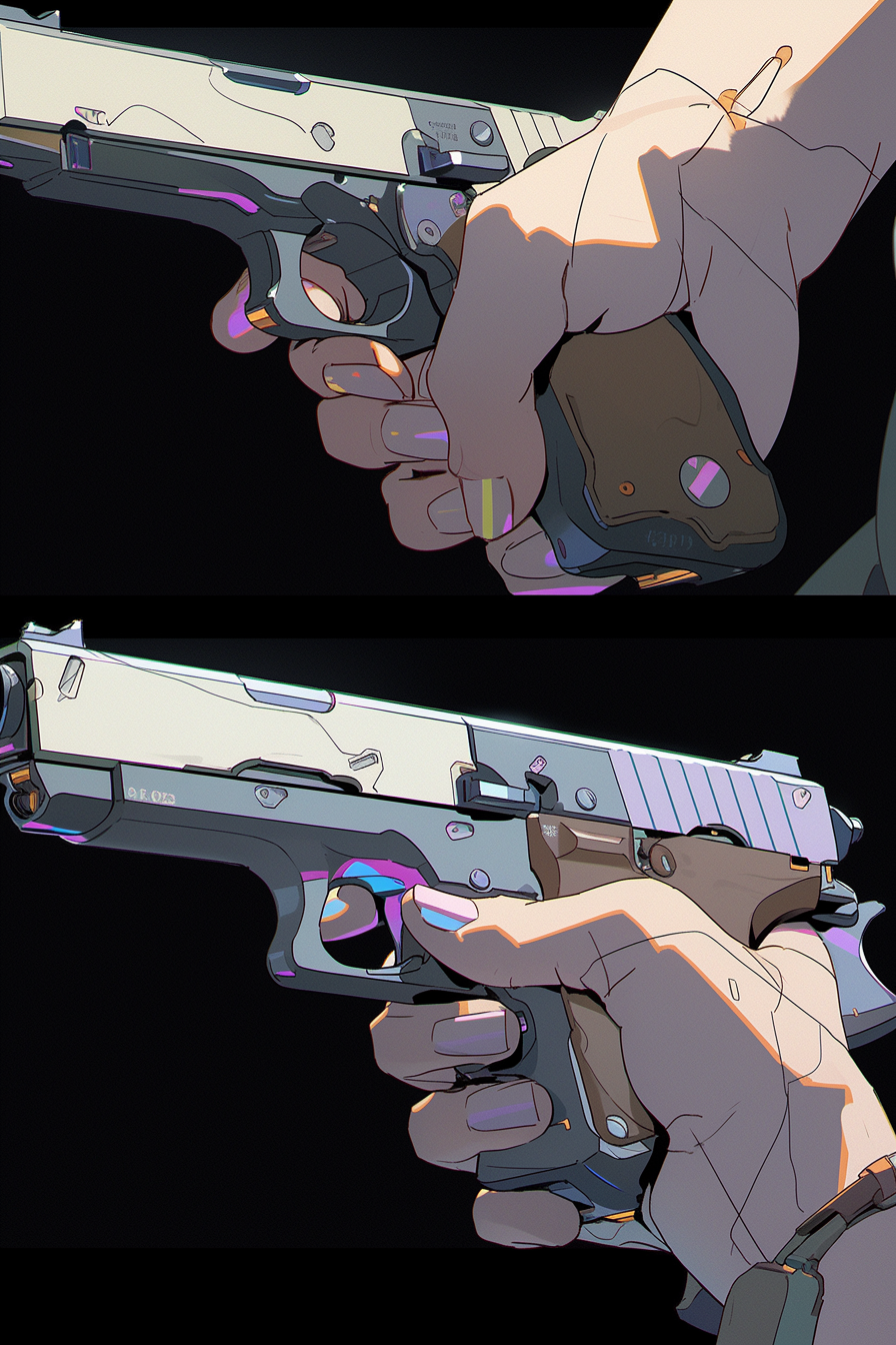 Close-up Arm Holding Handgun