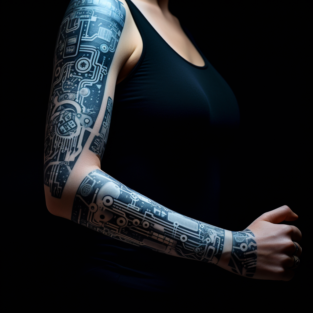 Arm Sleeve Tattoo with Technology Icons