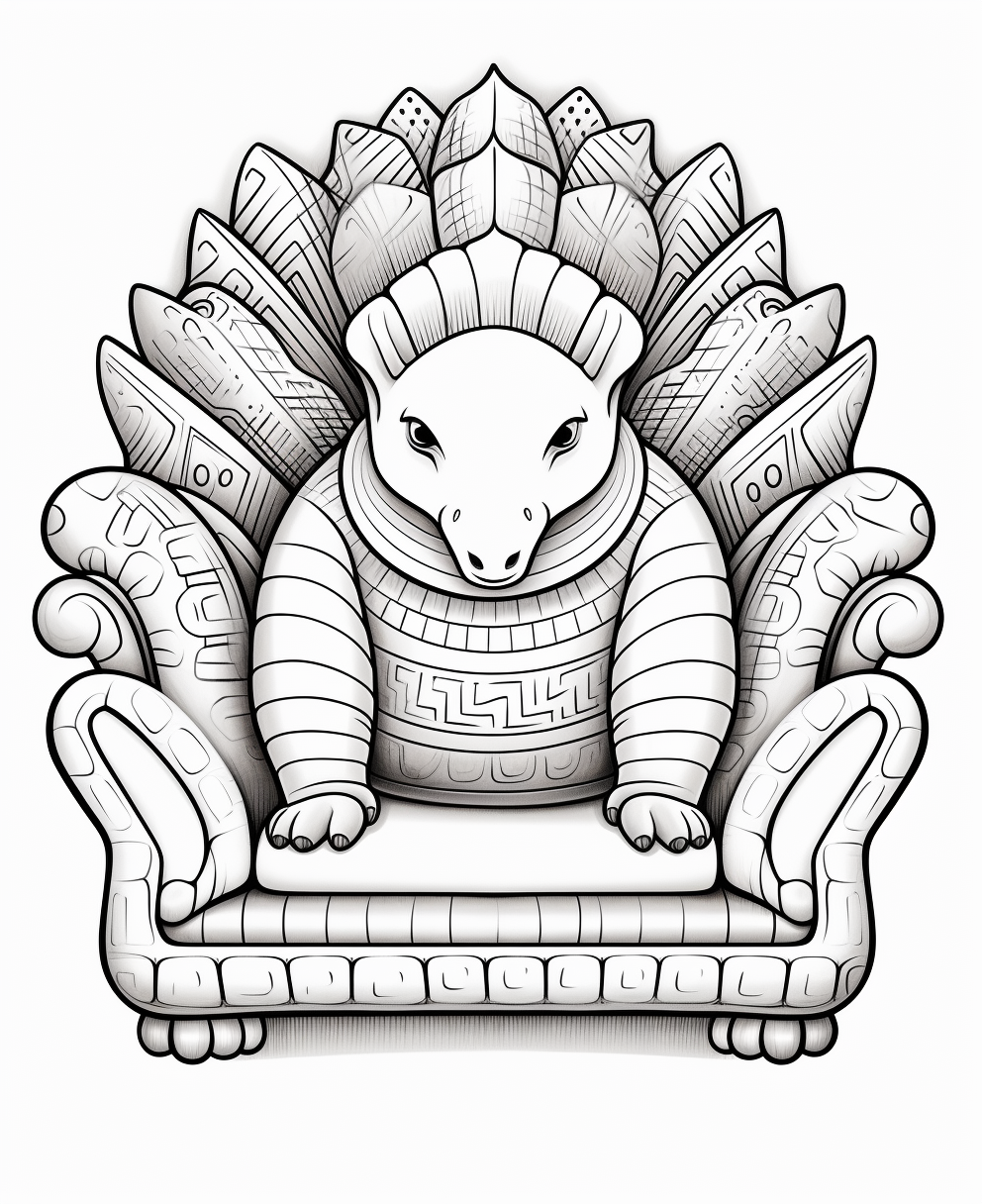 Cartoon armadillo in a chair