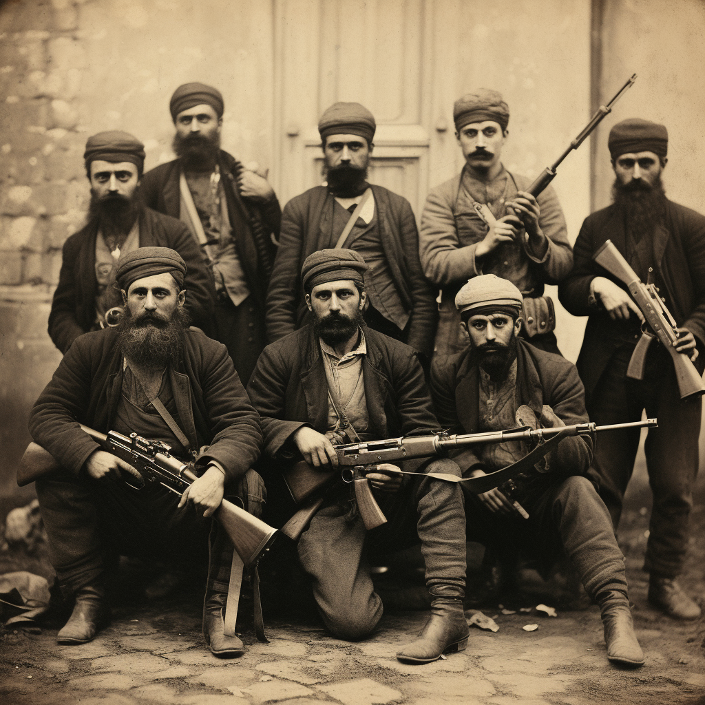 Vintage Armed Group 1900 Photo