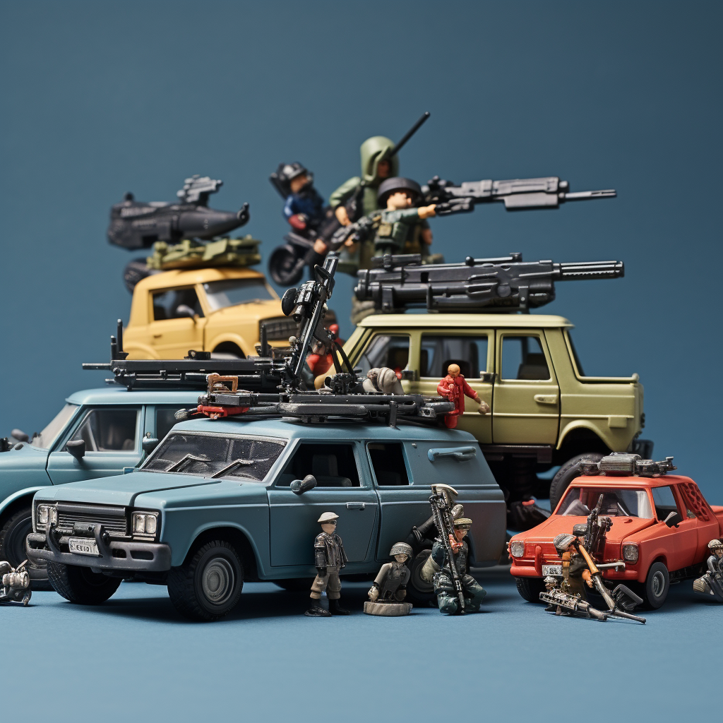 Toy cars with weapons for action-packed fun