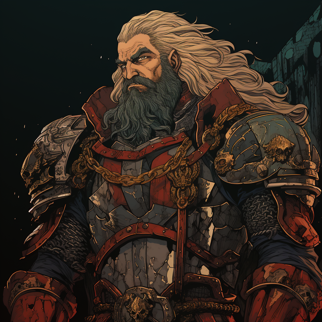 Mighty dwarf warrior in anime armor