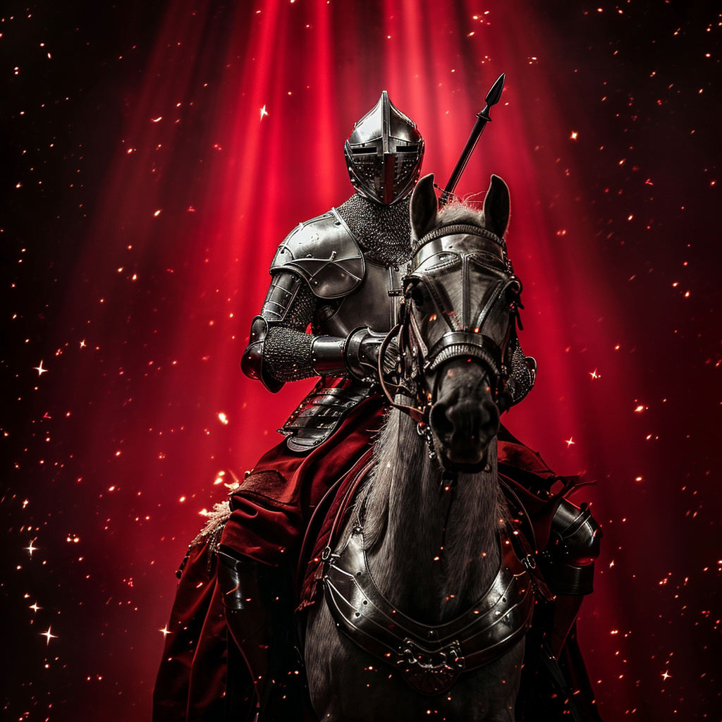 Armored knight on war horse