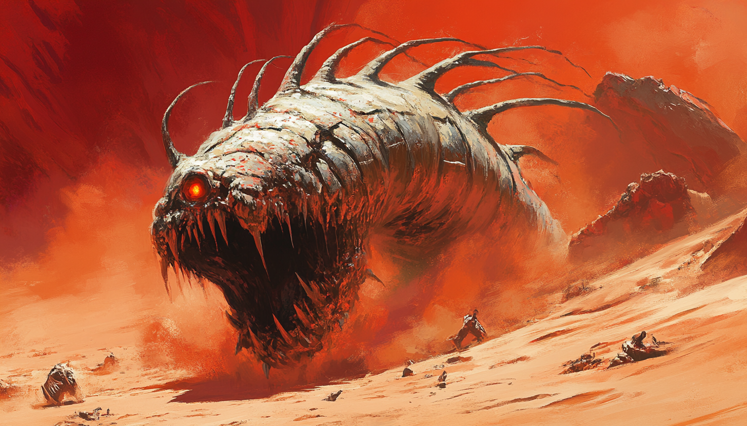 Armored worm in red desert