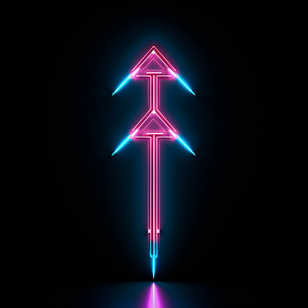 Arrow pointer in neon lights