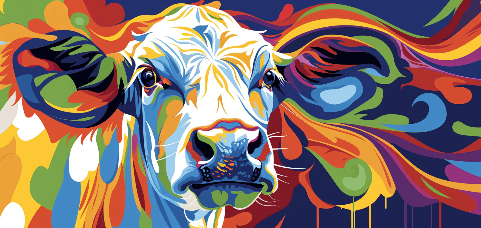 Colorful Abstract Art Cow Painting