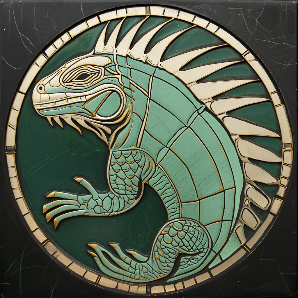 Art Deco Iguana Circular Prompt Image