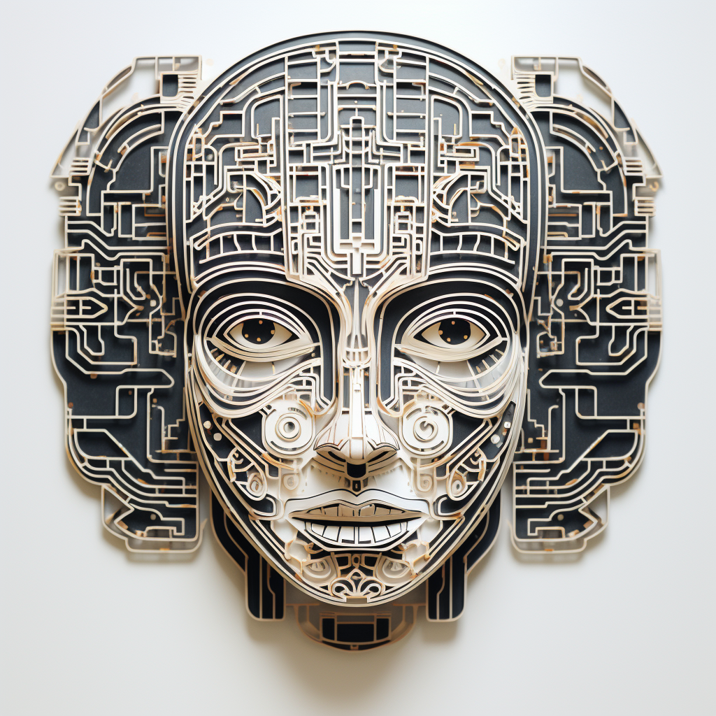 Art Deco Human Face Circuit Pattern Design