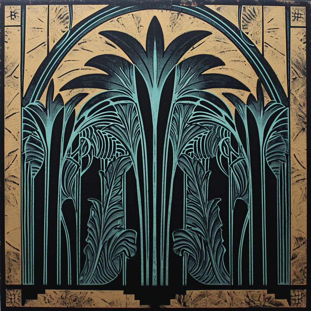 Art Deco Linocut Illustration