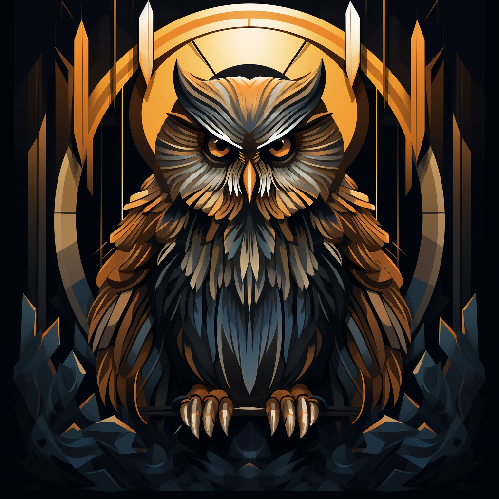 Stylish owlbear in art deco design