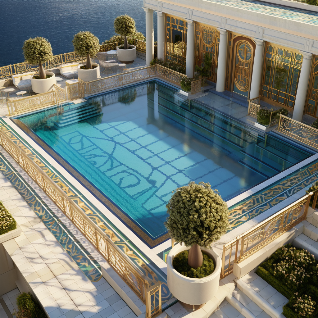 Art Deco pool on terrace