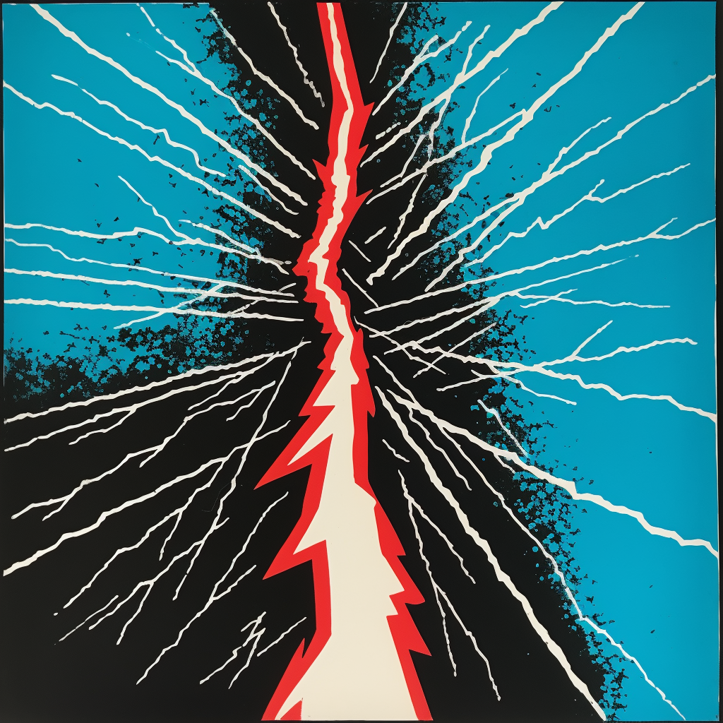 Abstract thunder poster in art deco style