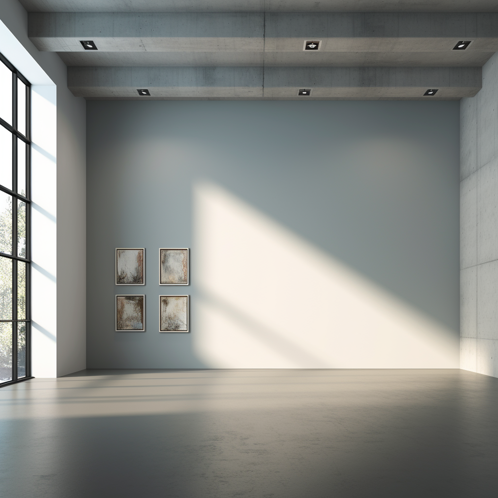 Art Gallery White Floor Grey Wall Minimalistic