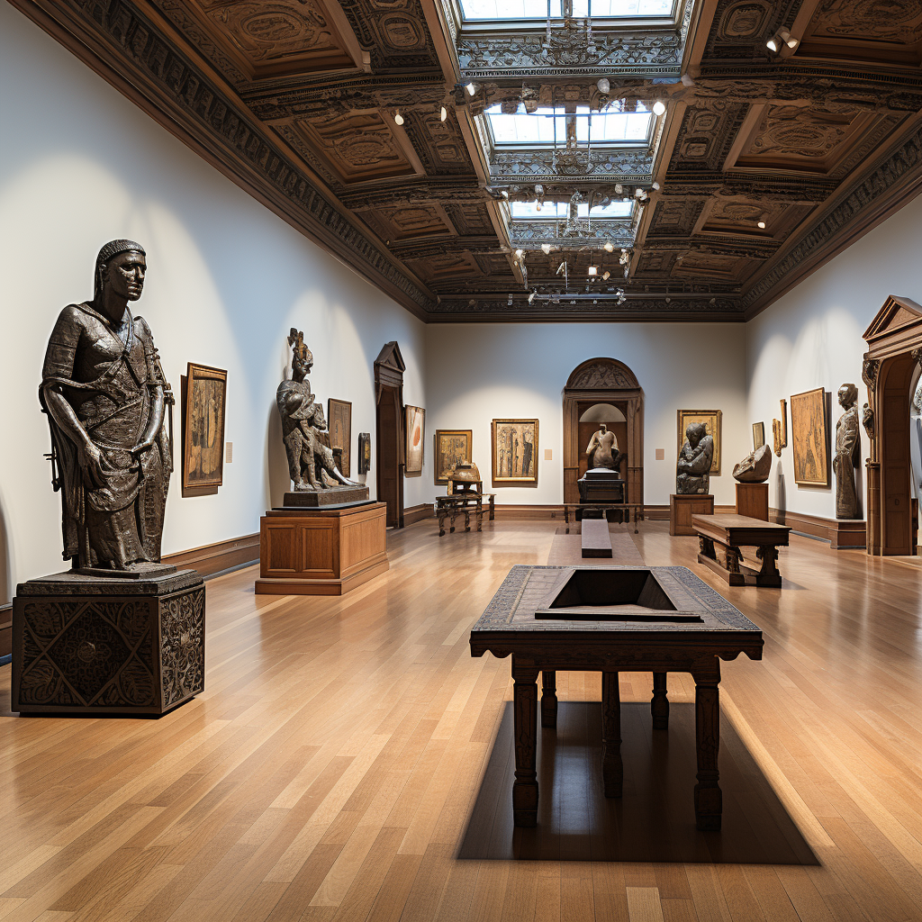 Diverse Artworks in Art Institute Interior