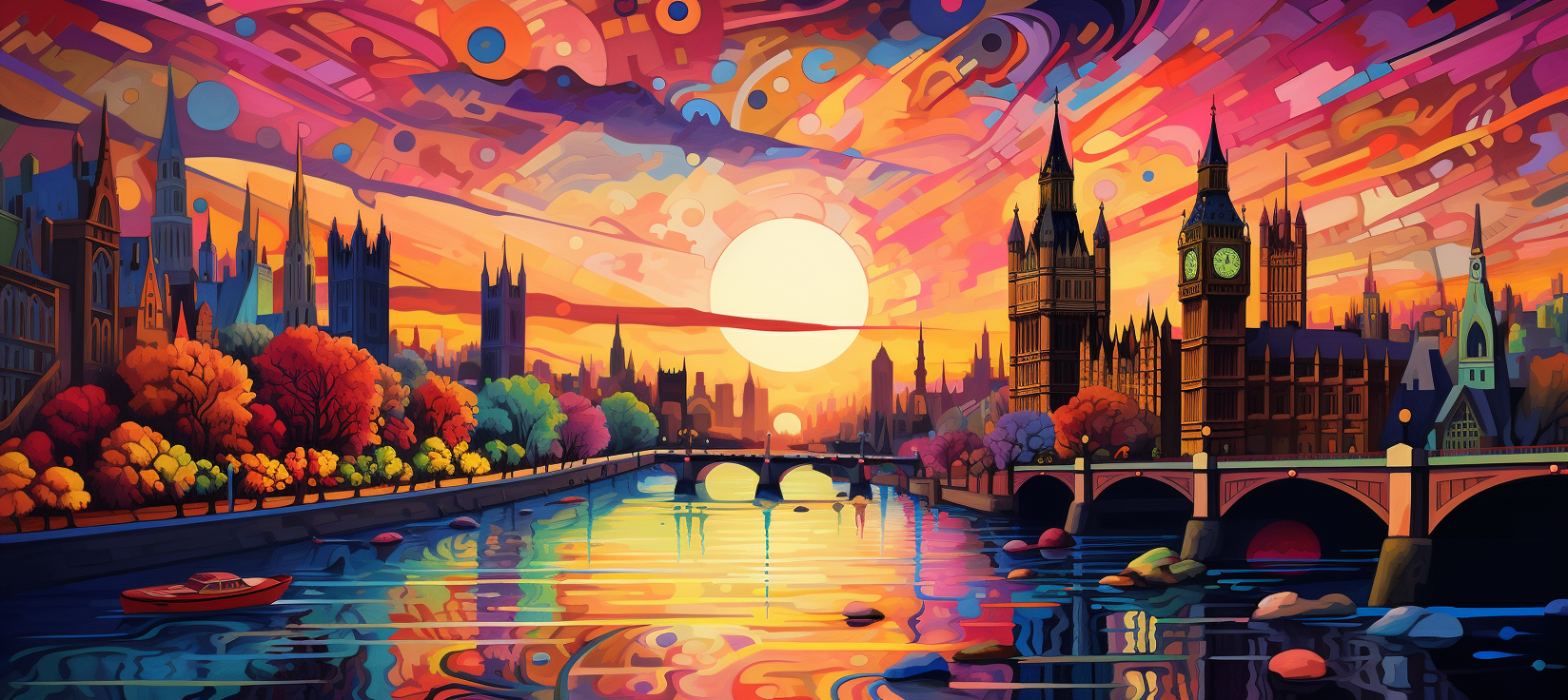 Art Nouveau Lisa Frank London Landscape