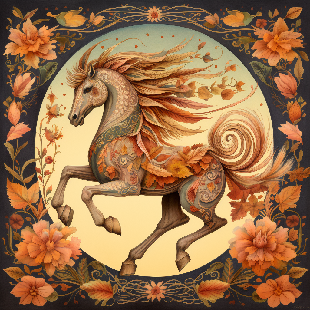 Art Nouveau Pegasus with Flowers