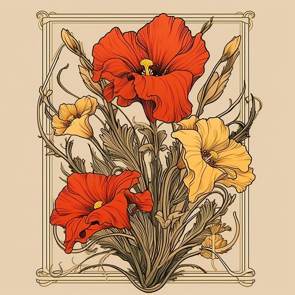 Simple Floral Art Nouveau Poster