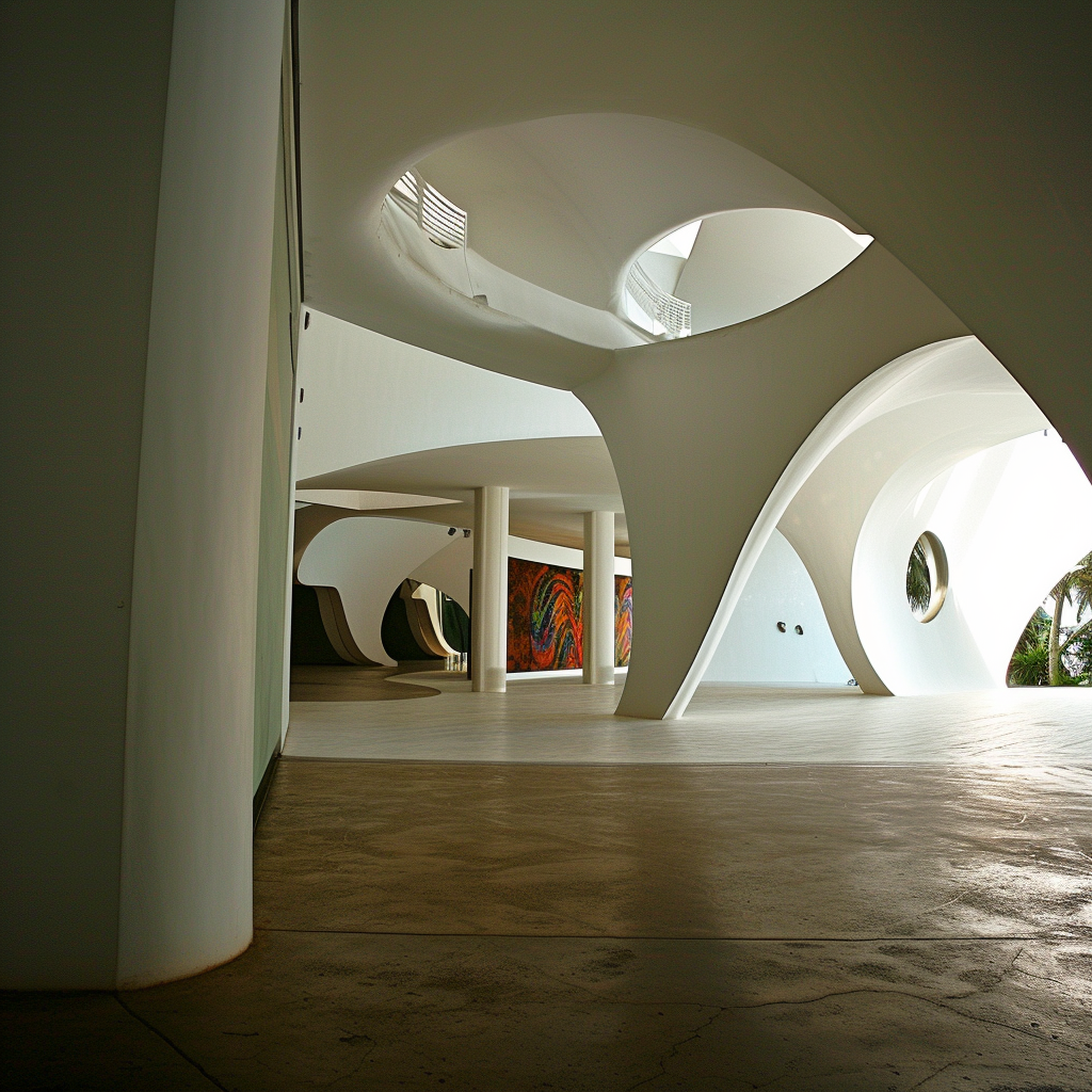 Art space with Oscars Niemeyer and Corbusier