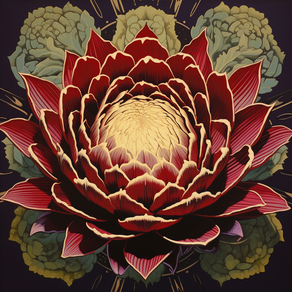 Colorful Artichoke Flower Geometry by Shepherd Fairey and Osamu Tezuka