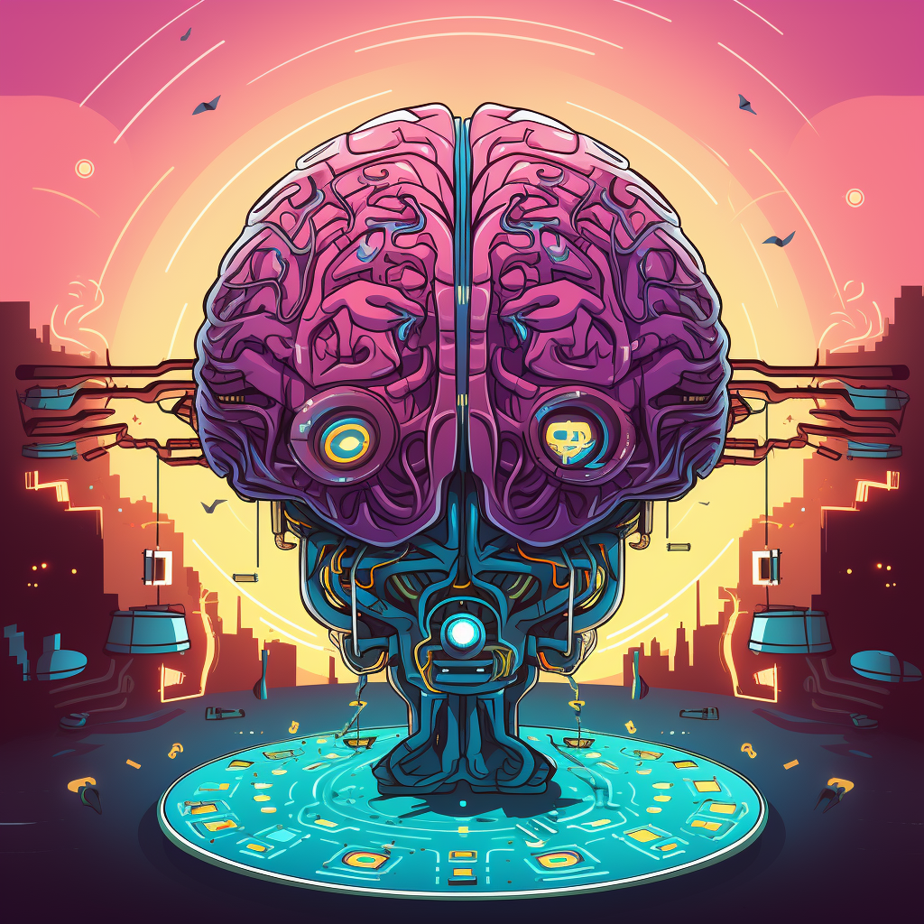 Cartoon AI Brain Image - Powerful Technology Illustration