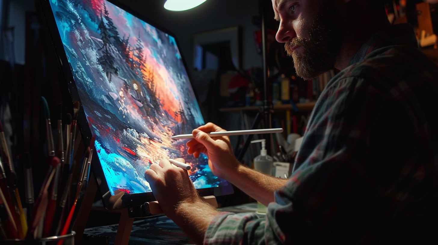 Artist on Big Screen Tablet