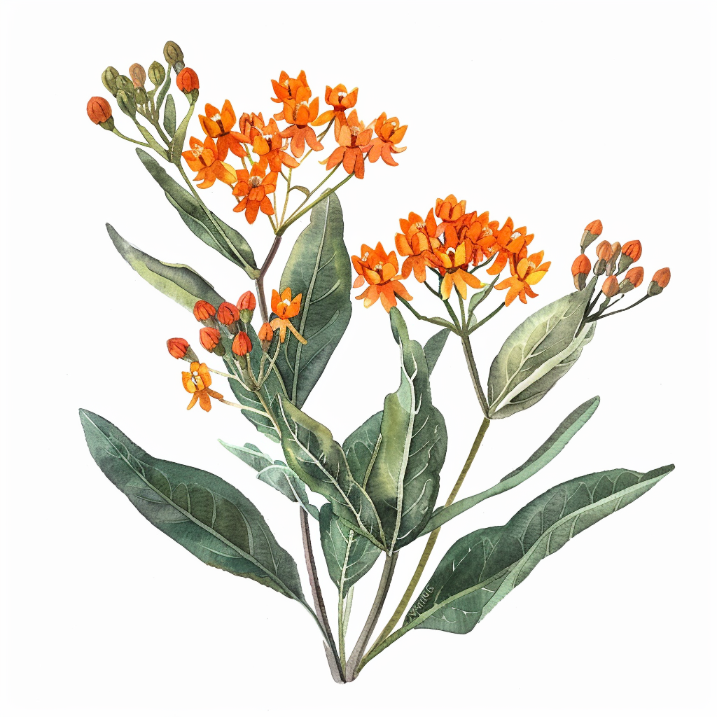 Asclepias Syriaca Watercolour Illustration Art