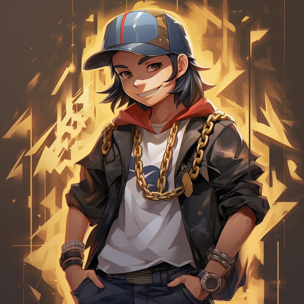 Ash Ketchum wearing gold chains and street clothes