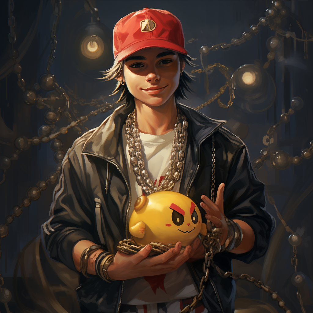 Ash Ketchum wearing street clothes with jewelry