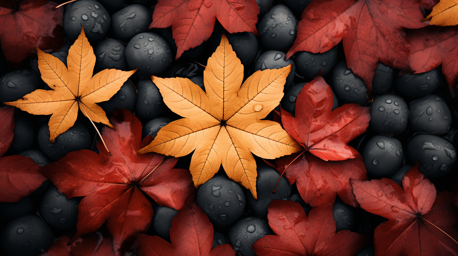 Aerial view of vibrant autumn leaves