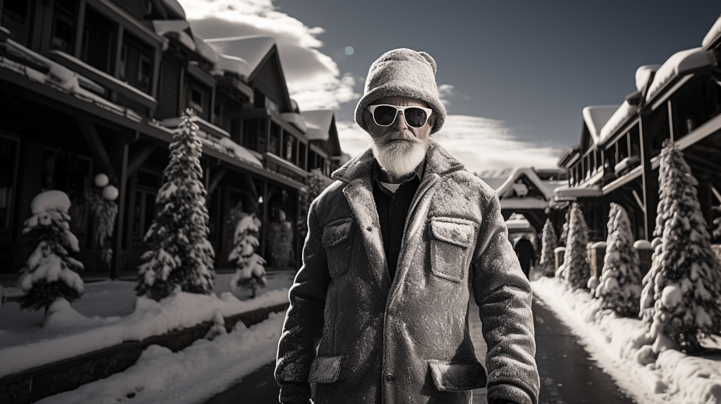 Snow-covered mountains in Asheville Christmas resort