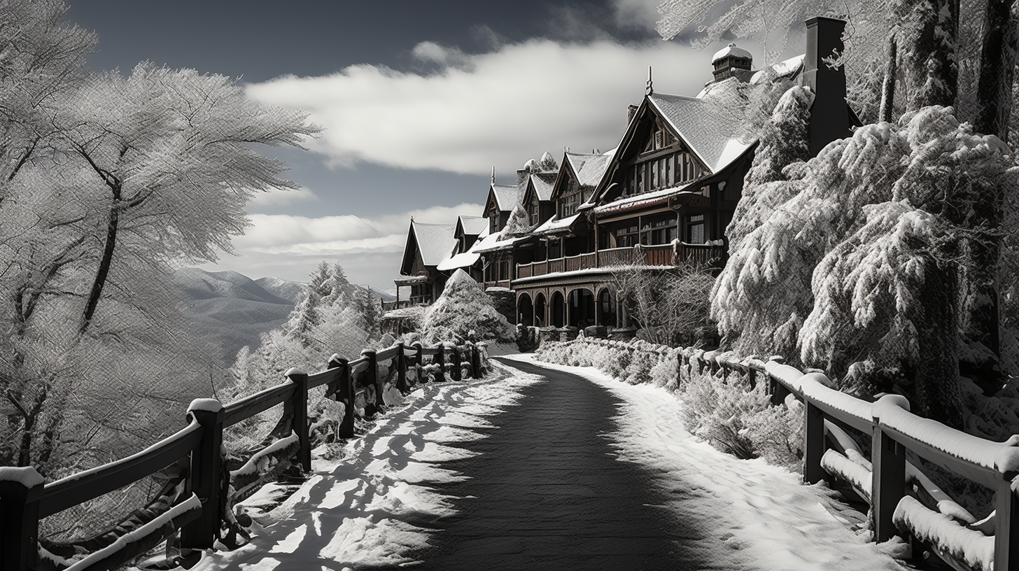 Snowy mountains at Asheville Mountain Resort