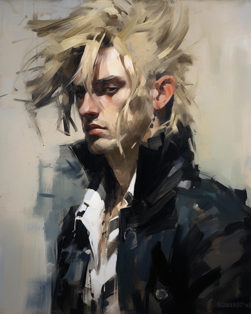 Oil Painting of a Man with Blonde Mullet