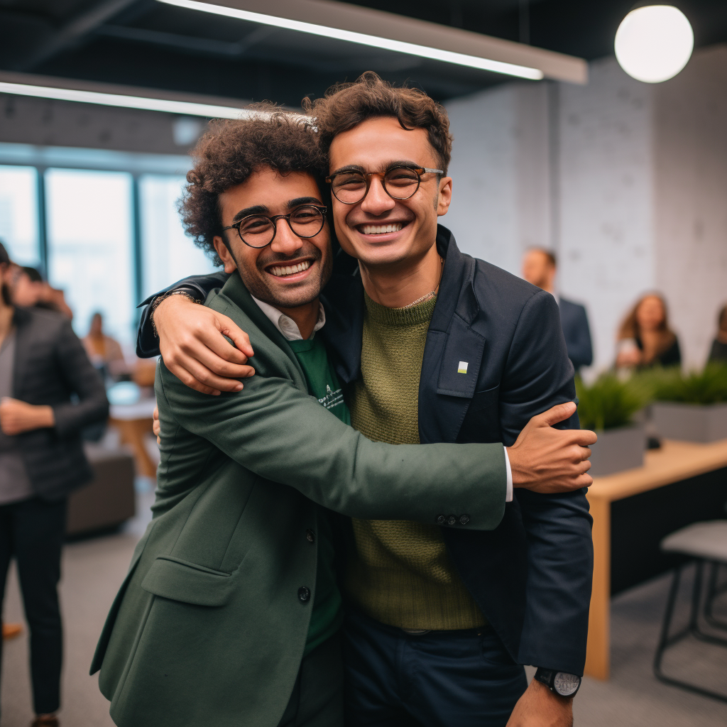 Ashneer Grover hugging male startup founder photo