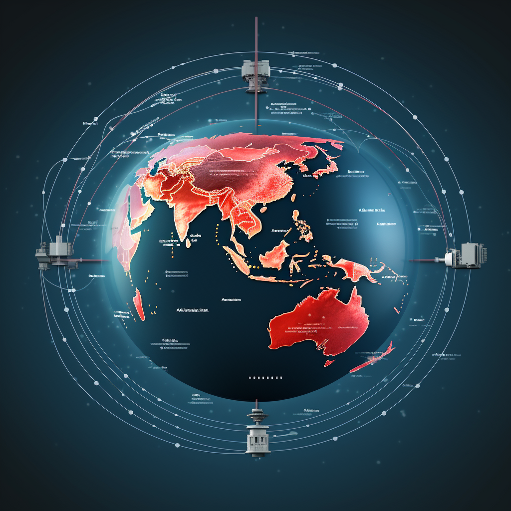 Dish antenna icons in Asia Pacific region