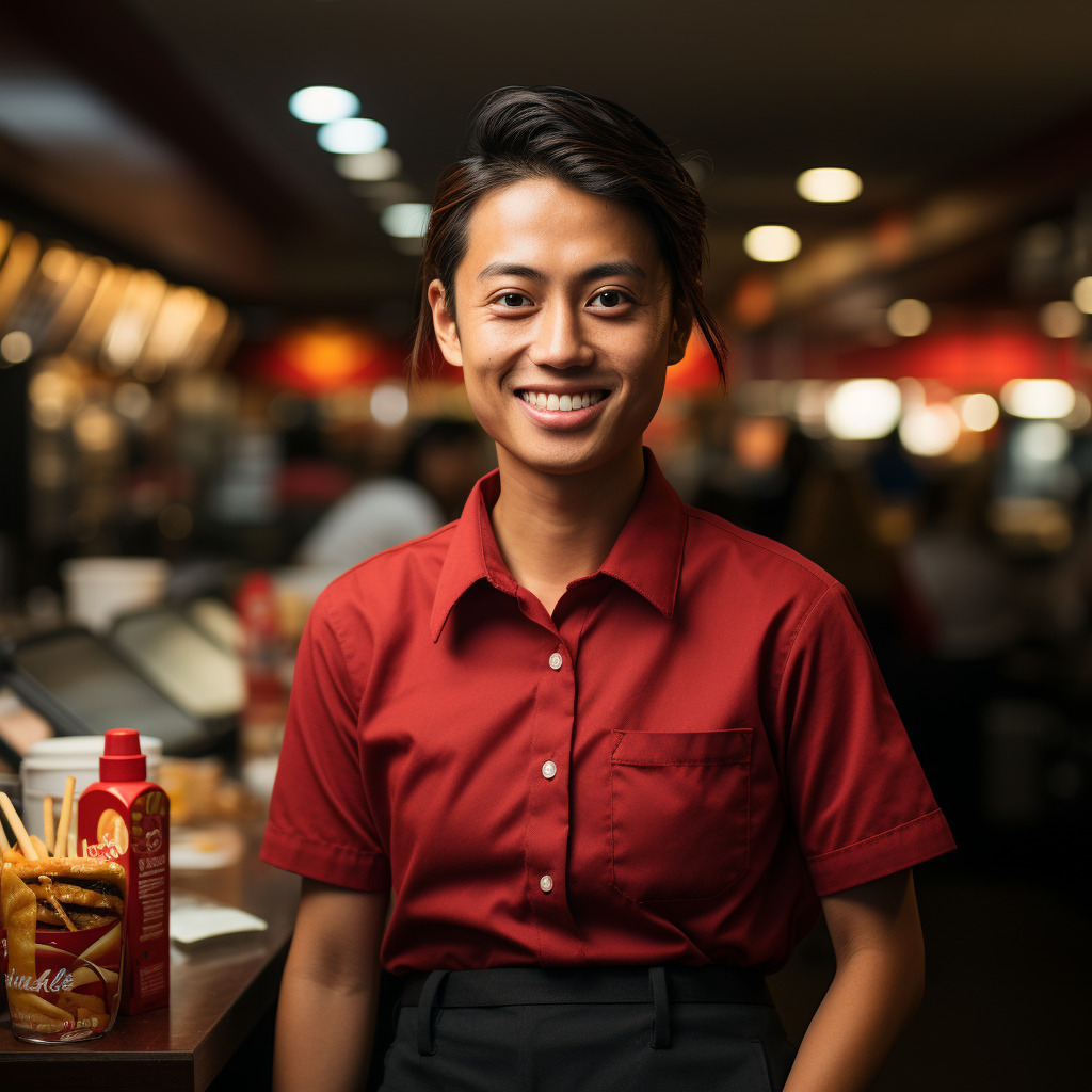 Smiling Gen Z Teenager in Carl's Jr. uniform