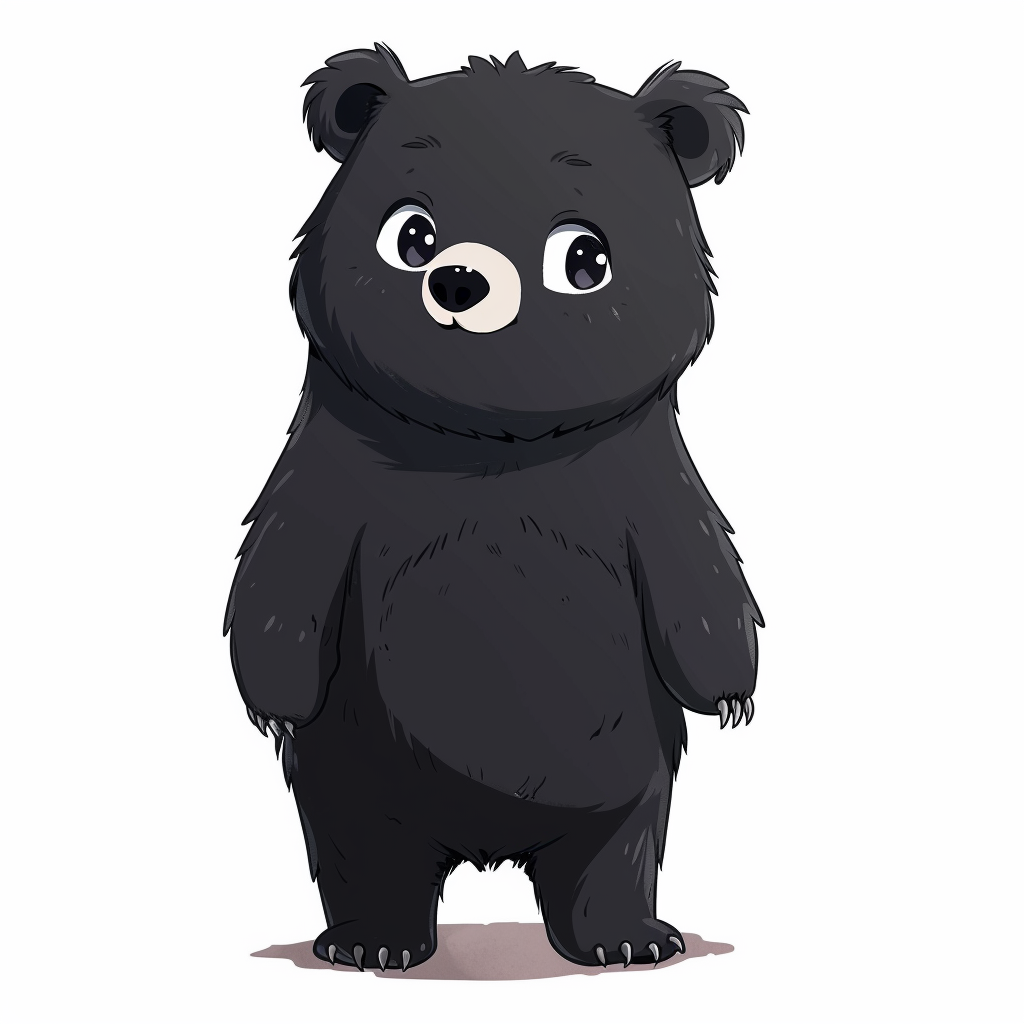 Cute Asian Black Bear Cartoon