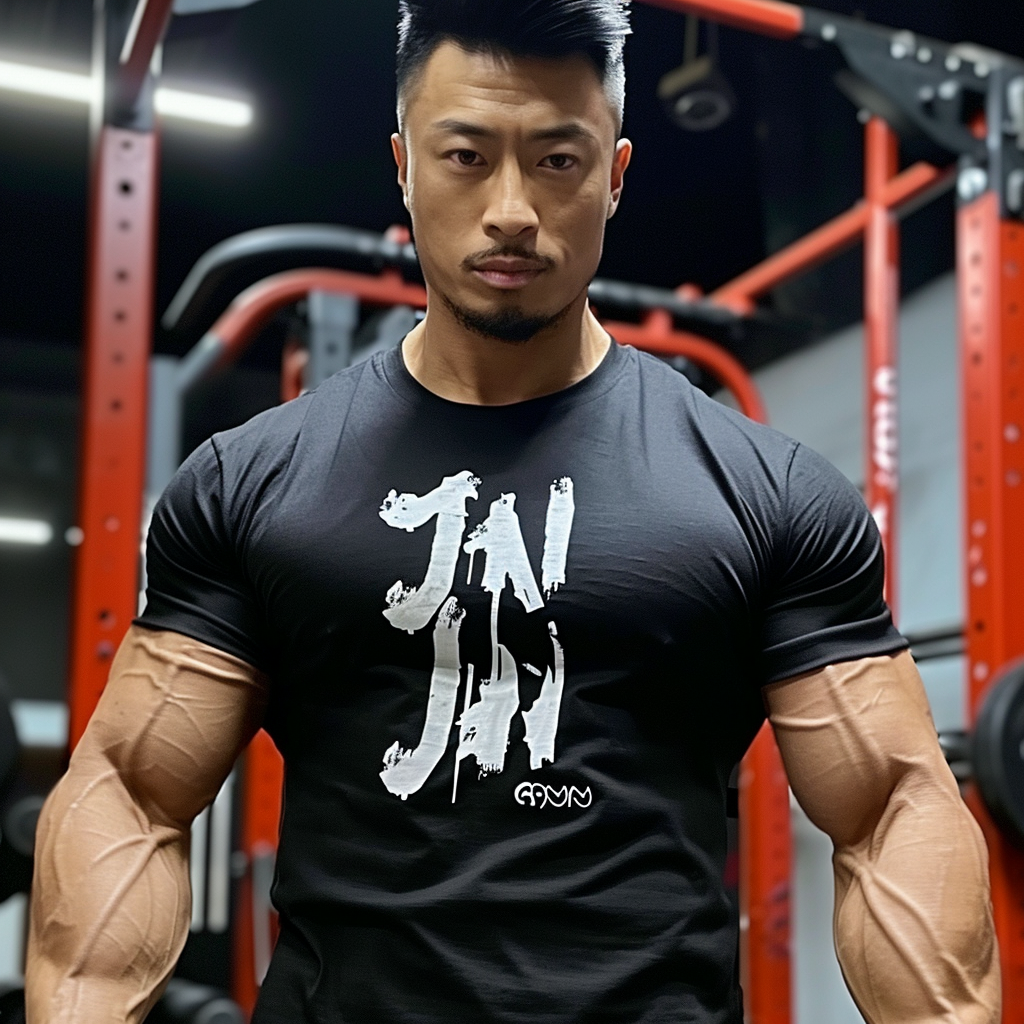 Asian Bodybuilder in JN Shirt