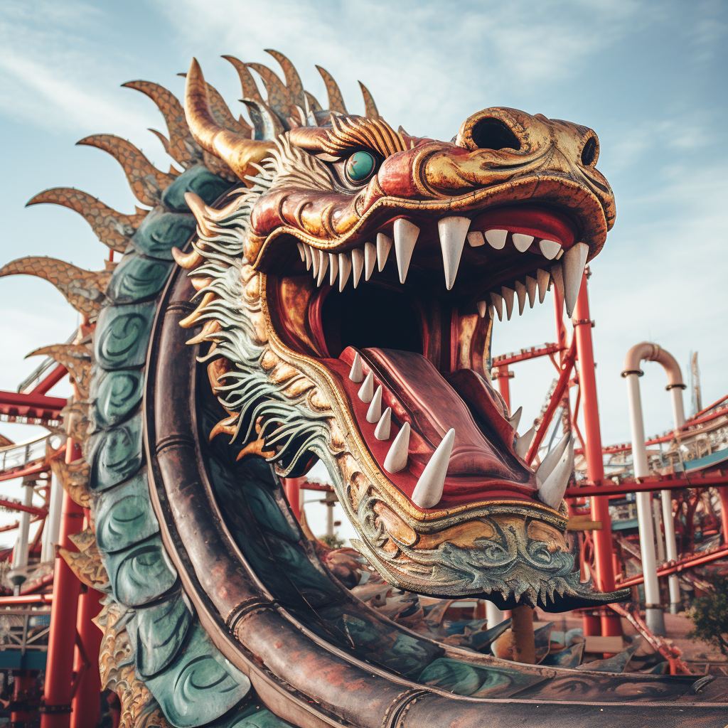 Rollercoaster Ride with Asian Dragon Head