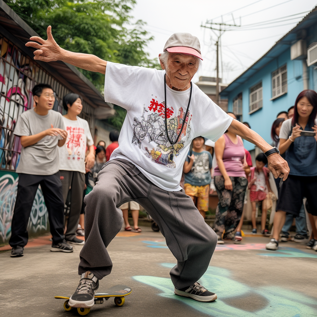 Asian elders street dancing in Taiwan